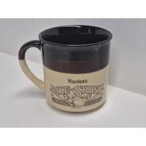Vtg 1986 Hardee's Rise and Shine Homemade Biscuits Coffee Ceramic Mug Cup Brown